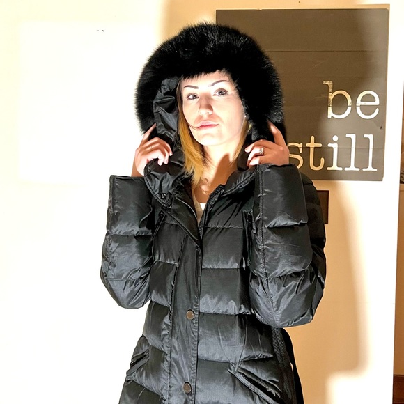 Burberry Blue Fox Goose Down Hood Puffer Coat Jacket - Picture 11 of 11